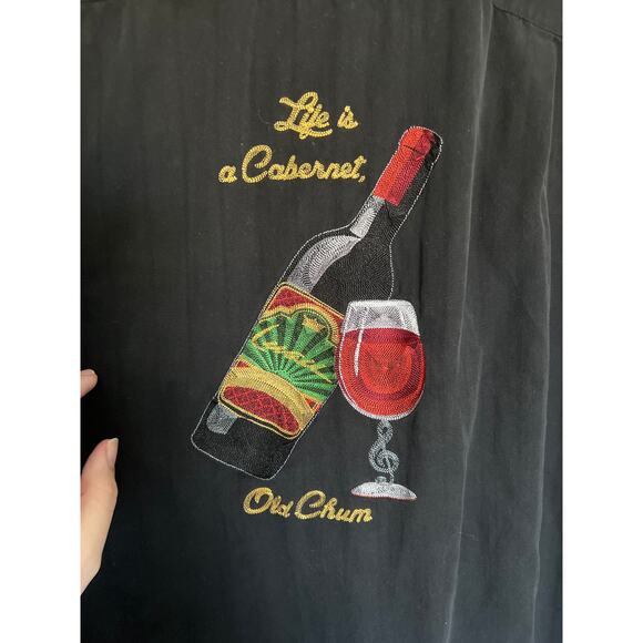 Luau Finest Silk Button-Down Shirt – Size Large – Black - Picture 5 of 5